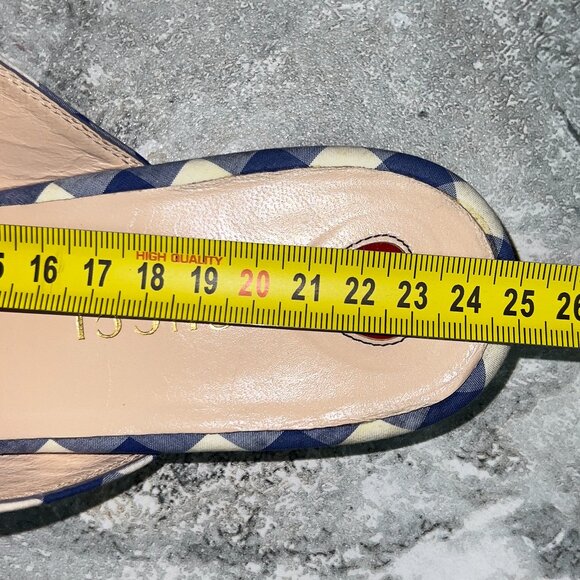 Gucci Princetown Horsebit Mules White Blue Plaid Fabric 4.5 UK 7.5 US 37.5 EUR - Picture 12 of 12